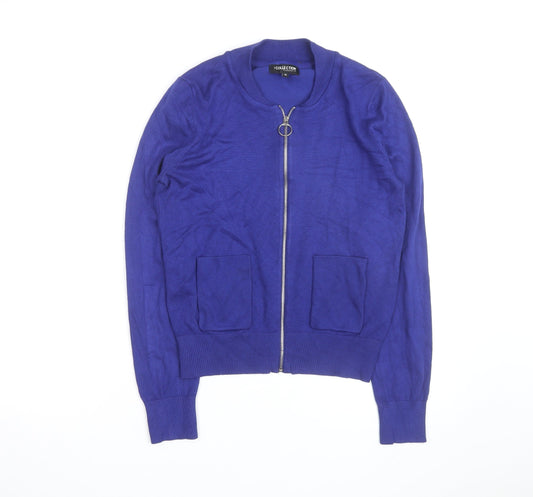 Debenhams Women Blue Full Zip Knit Jumper Size 10