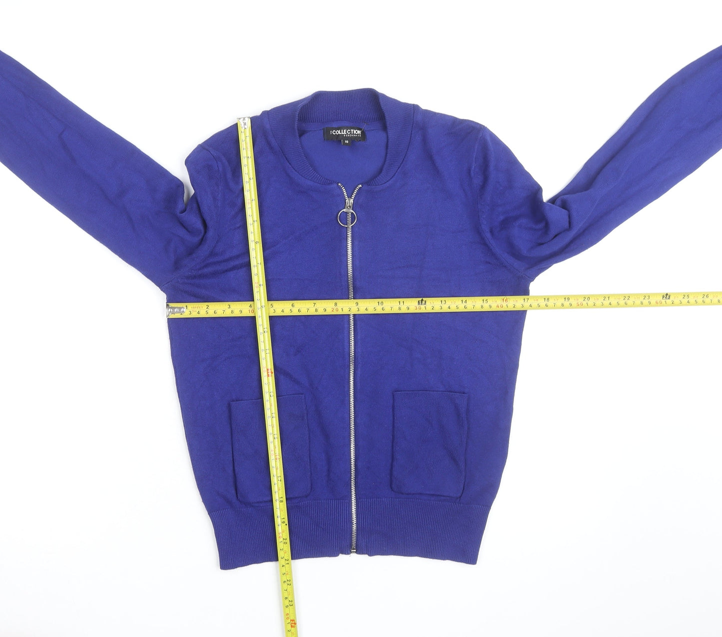 Debenhams Women Blue Full Zip Knit Jumper Size 10