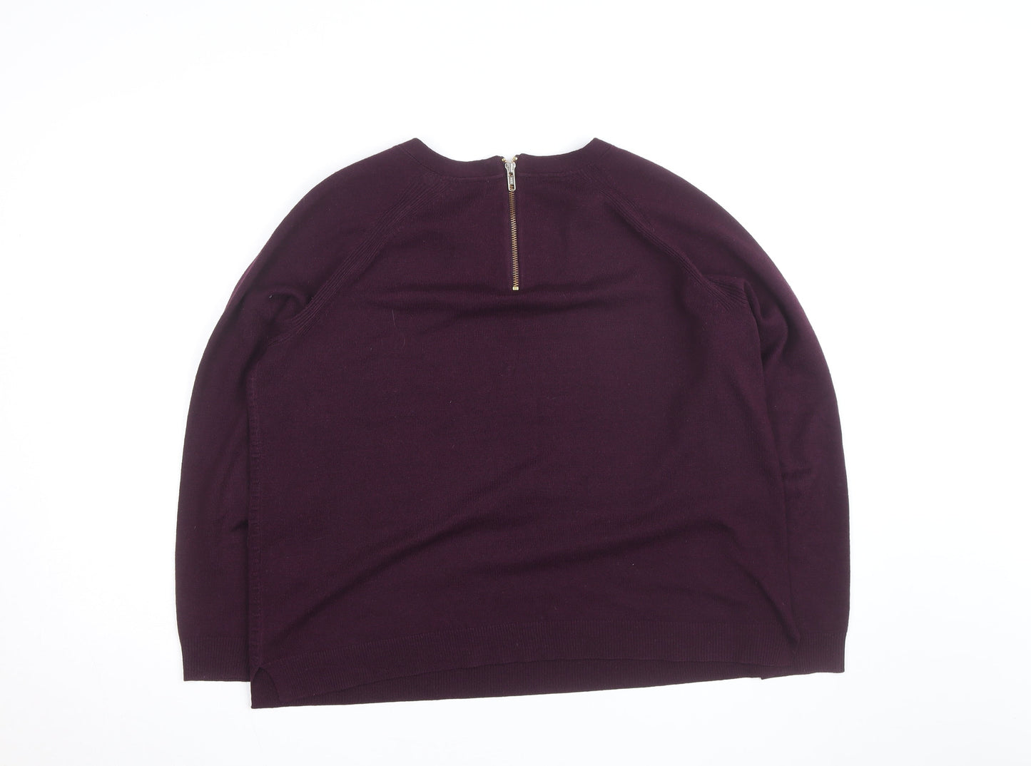 Marks and Spencer Per Una Women's Purple Size 12 Crew Neck Knitted Jumper