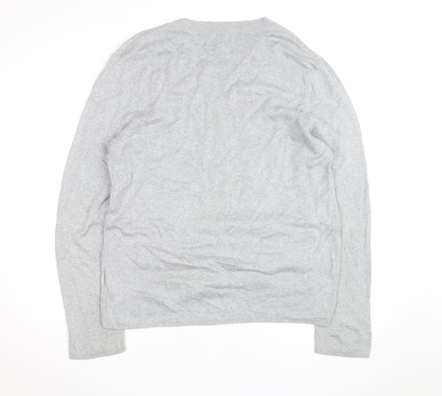 H&M Men's Grey Cotton Blend Long Sleeve Pullover Jumper L