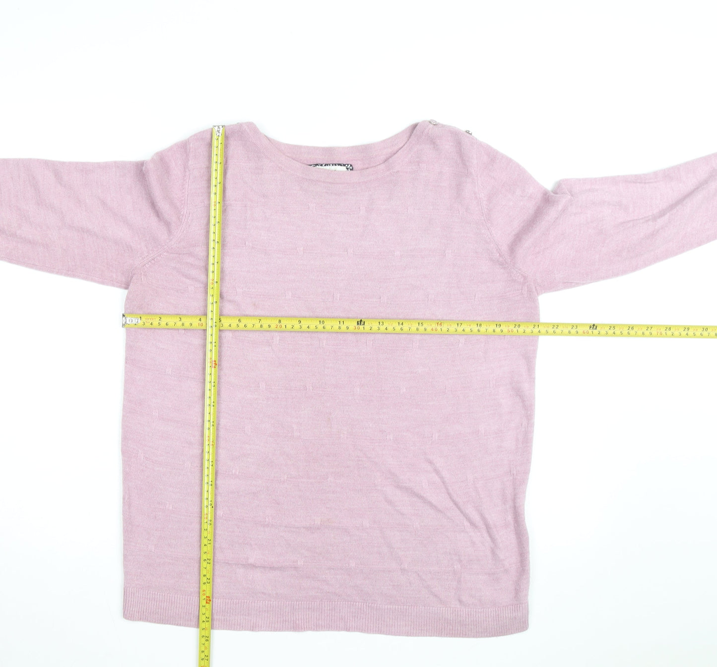 Maine New England Women's Pink Cotton Boat Neck Jumper Size 18