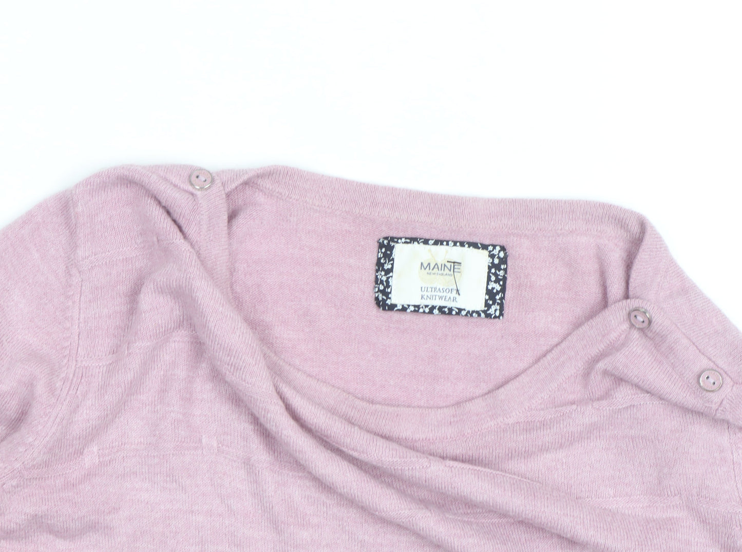 Maine New England Women's Pink Cotton Boat Neck Jumper Size 18