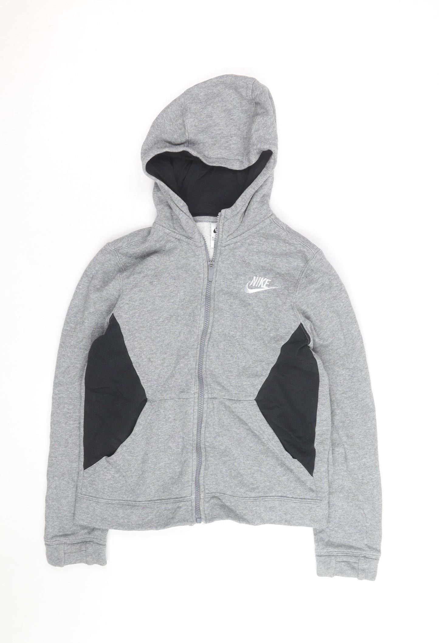 Nike Boys Grey Full Zip Hoodie - Size M, Cotton Blend, Sportswear