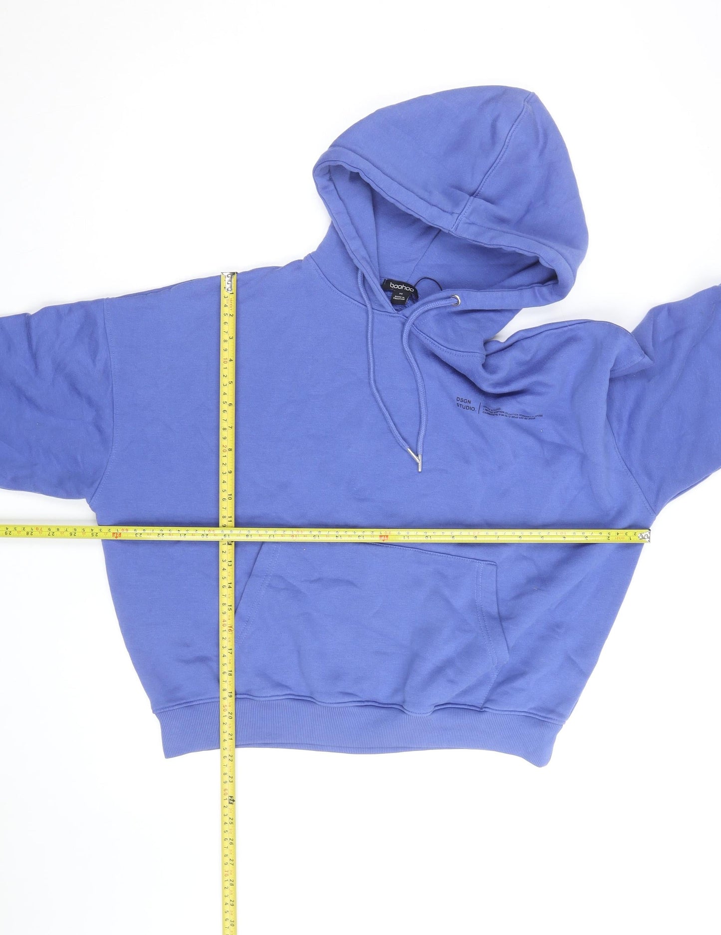 Boohoo Men’s Blue Pullover Hoodie XS Regular Fit Fleece