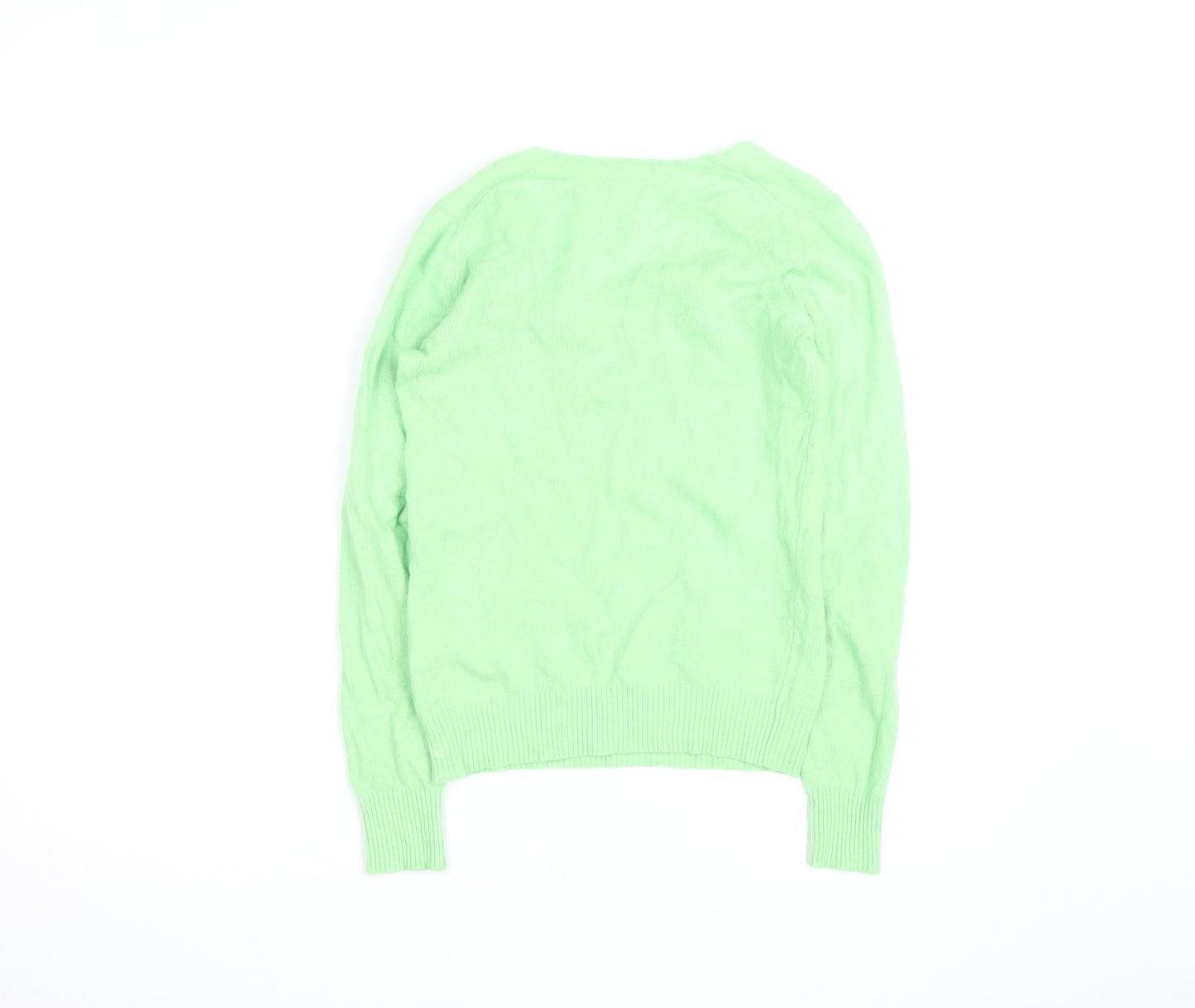 Stile Benetton Mens Green Wool Cashmere V-Neck Jumper Size S