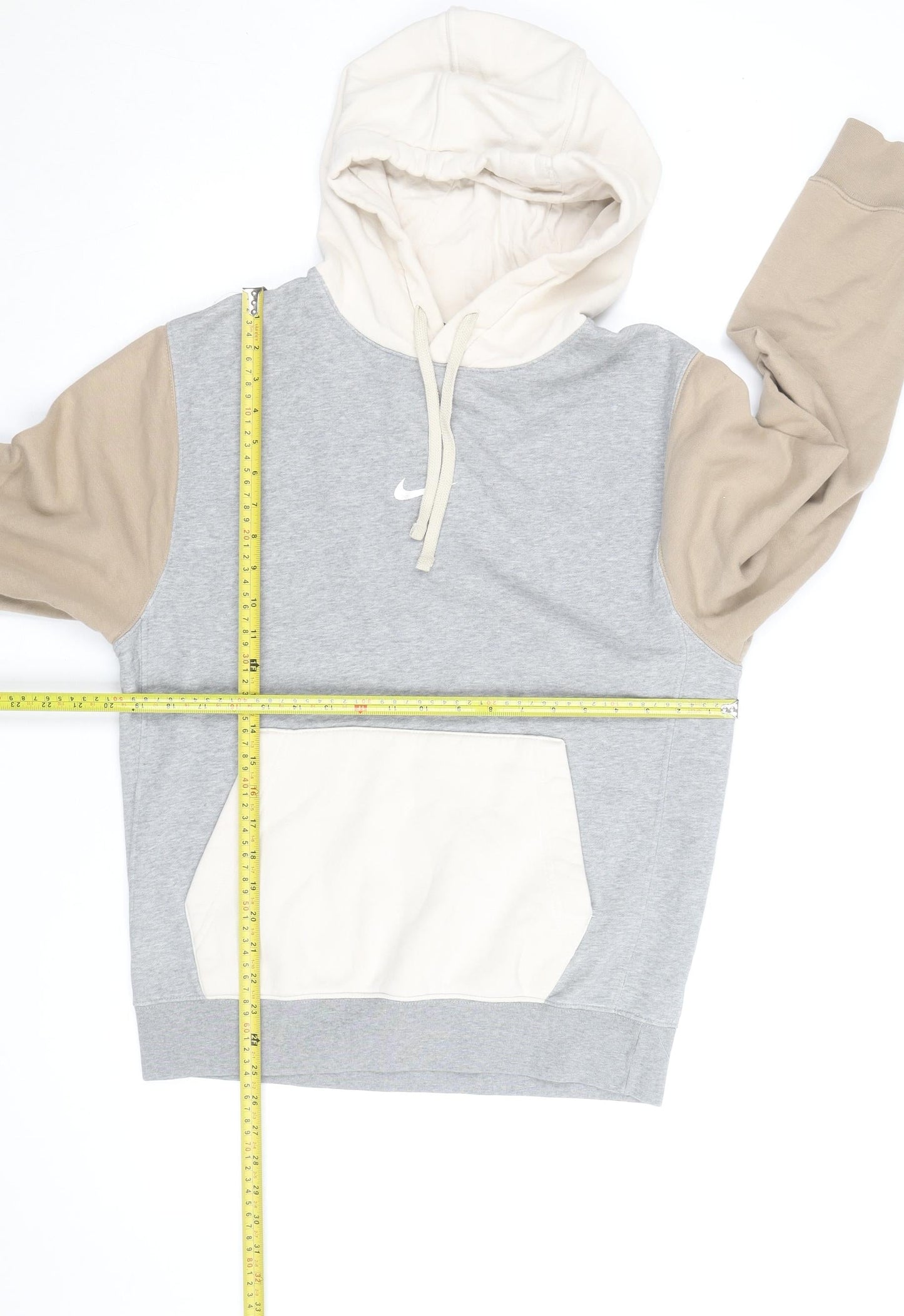Nike Men's Beige Grey Ivory Pullover Hoodie Small