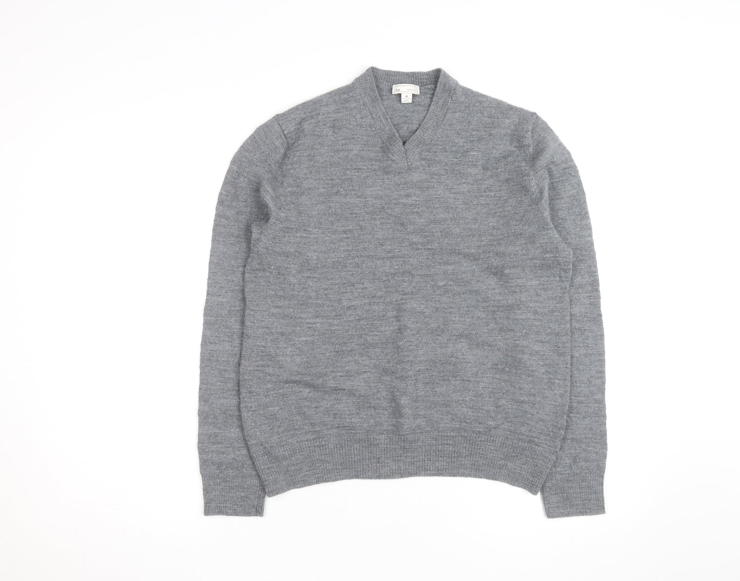 Gap Men's Grey Merino Wool V-Neck Jumper Size M