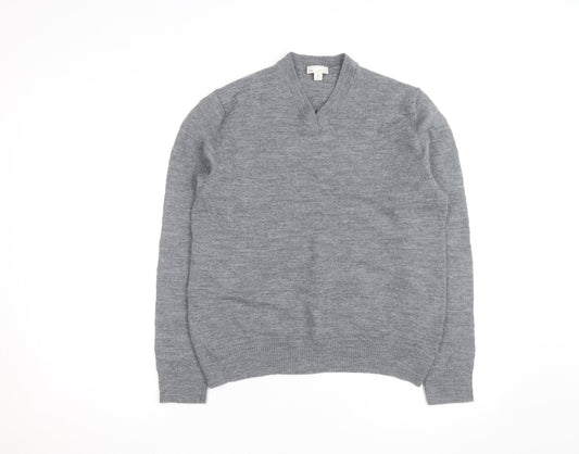 Gap Men's Grey Merino Wool V-Neck Jumper Size M