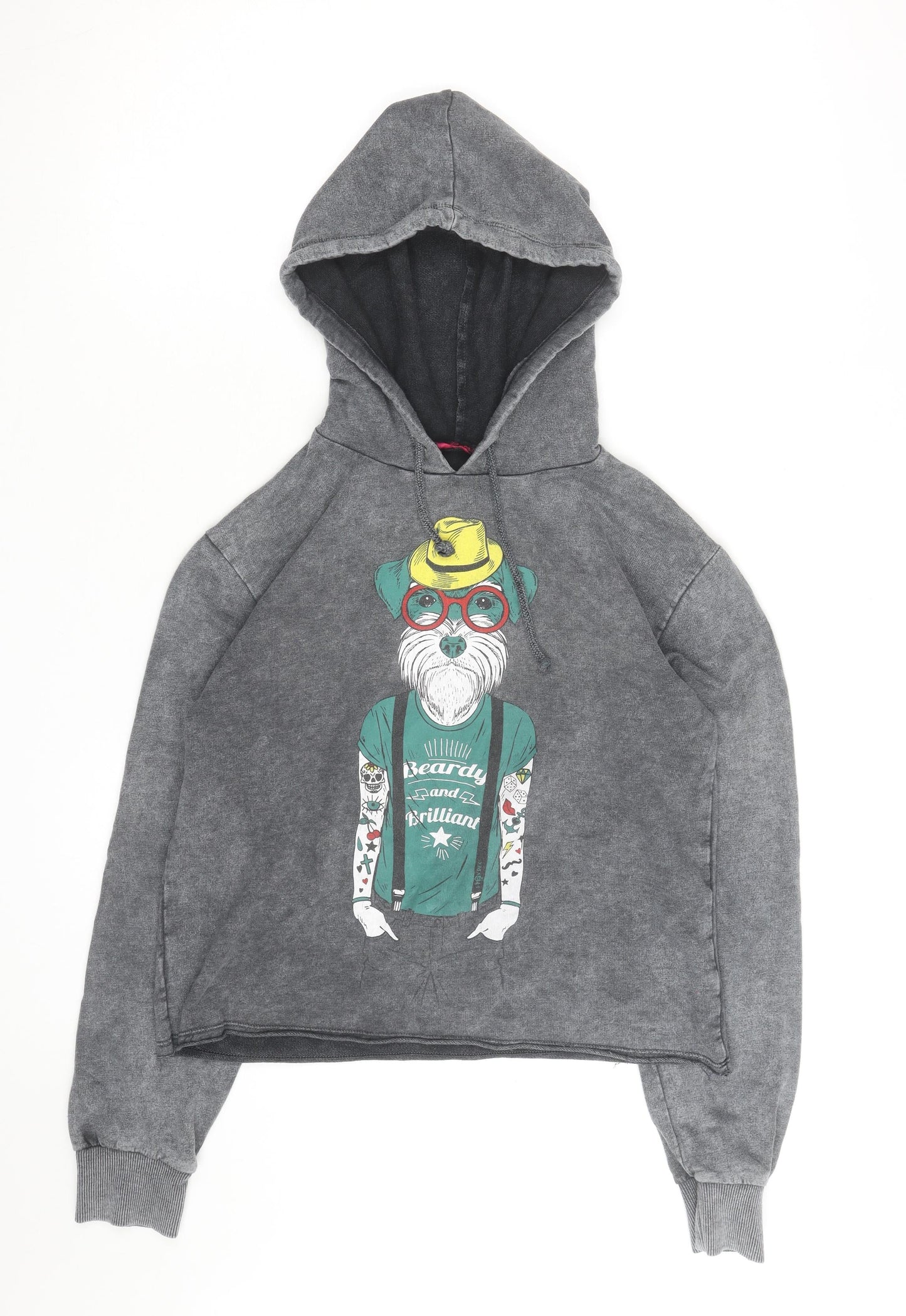 So Fabulous Women's Grey Pullover Hoodie with Dog Graphic Size L