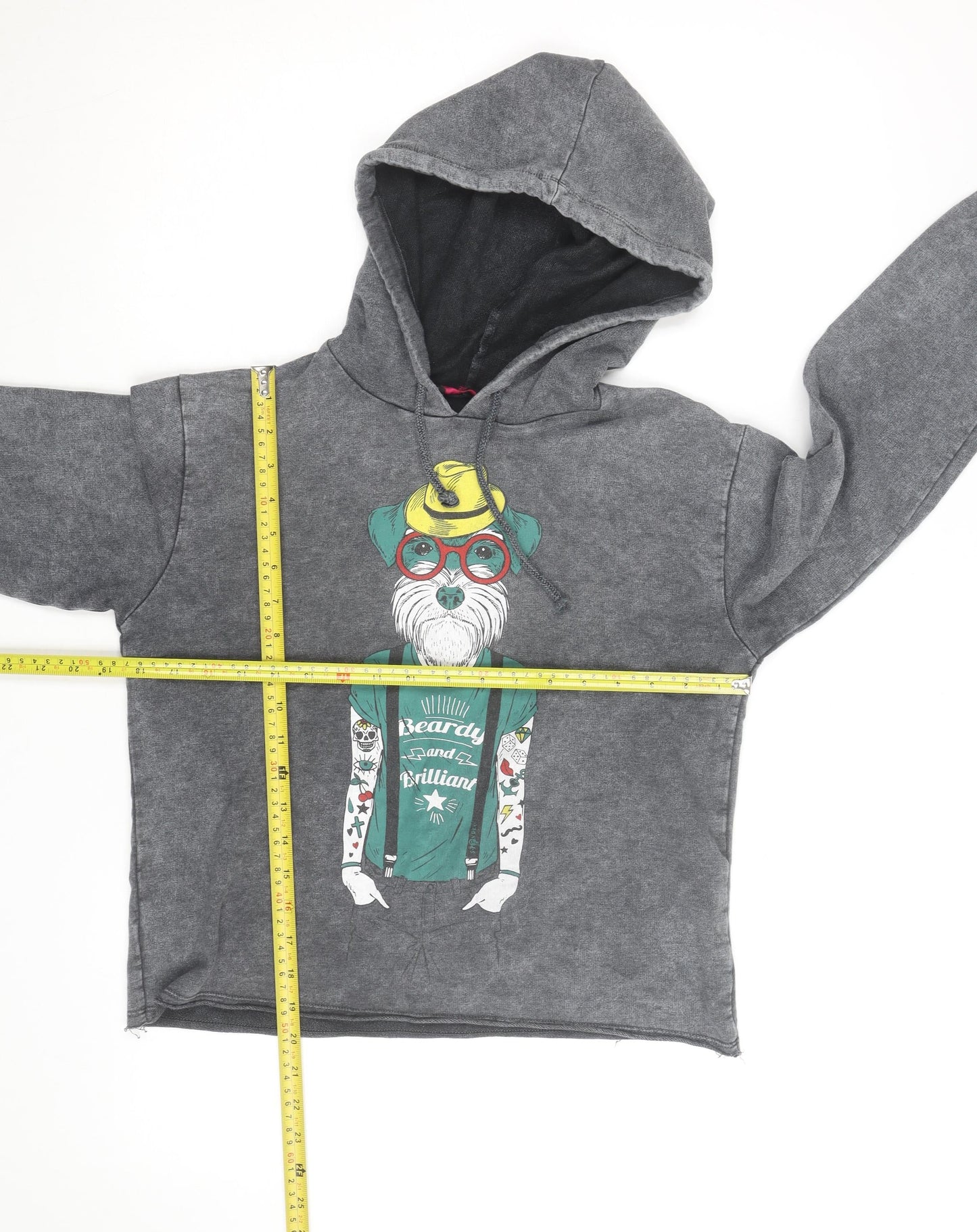 So Fabulous Women's Grey Pullover Hoodie with Dog Graphic Size L