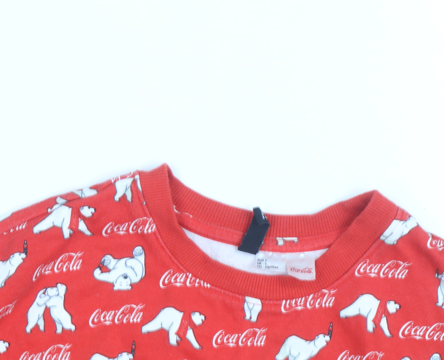 Coca-Cola Red Polar Bear Unisex Crew Neck Pullover Sweatshirt L
