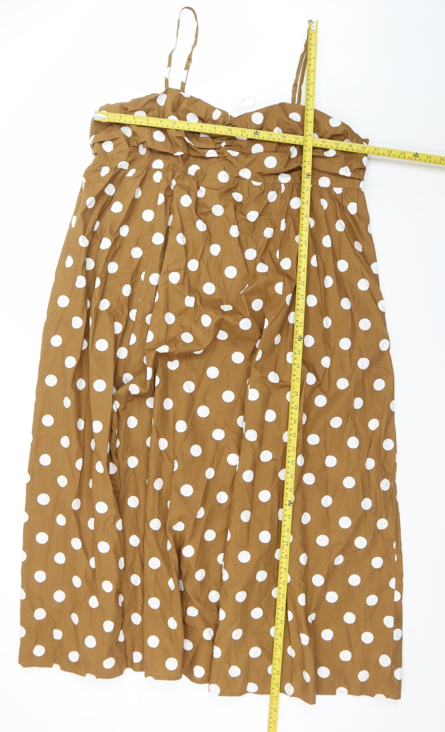Marks and Spencer Women Brown Polka Dot Cotton Midi Dress Size 20