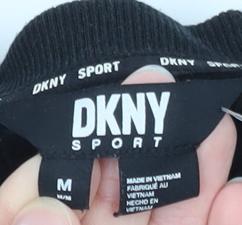 DKNY Sport Women's Black Medium Pullover Sweatshirt with Logo Detail