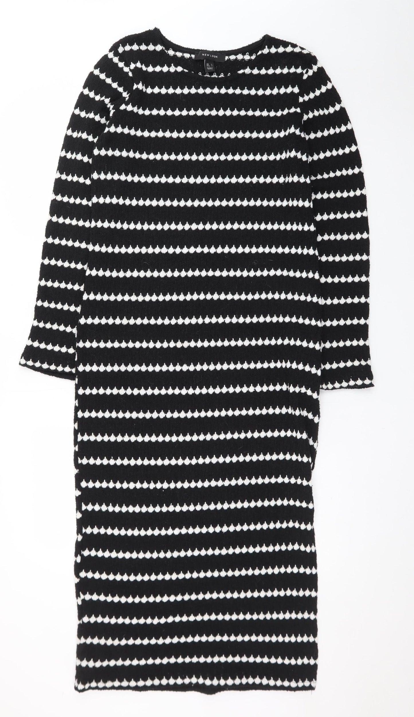 New Look Women's Black White Striped Bodycon Knit Dress S