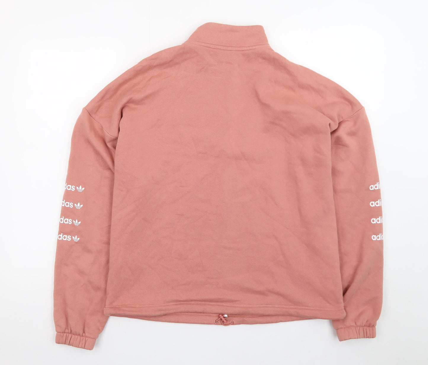 Adidas Womens Pink 1/4 Zip Sweatshirt UK 12 Cotton Blend Hoodie