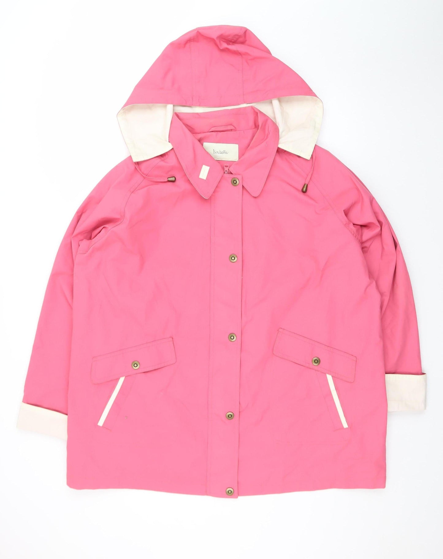 Isabelle Womens Pink Waterproof Hooded Rain Coat Jacket Size 22