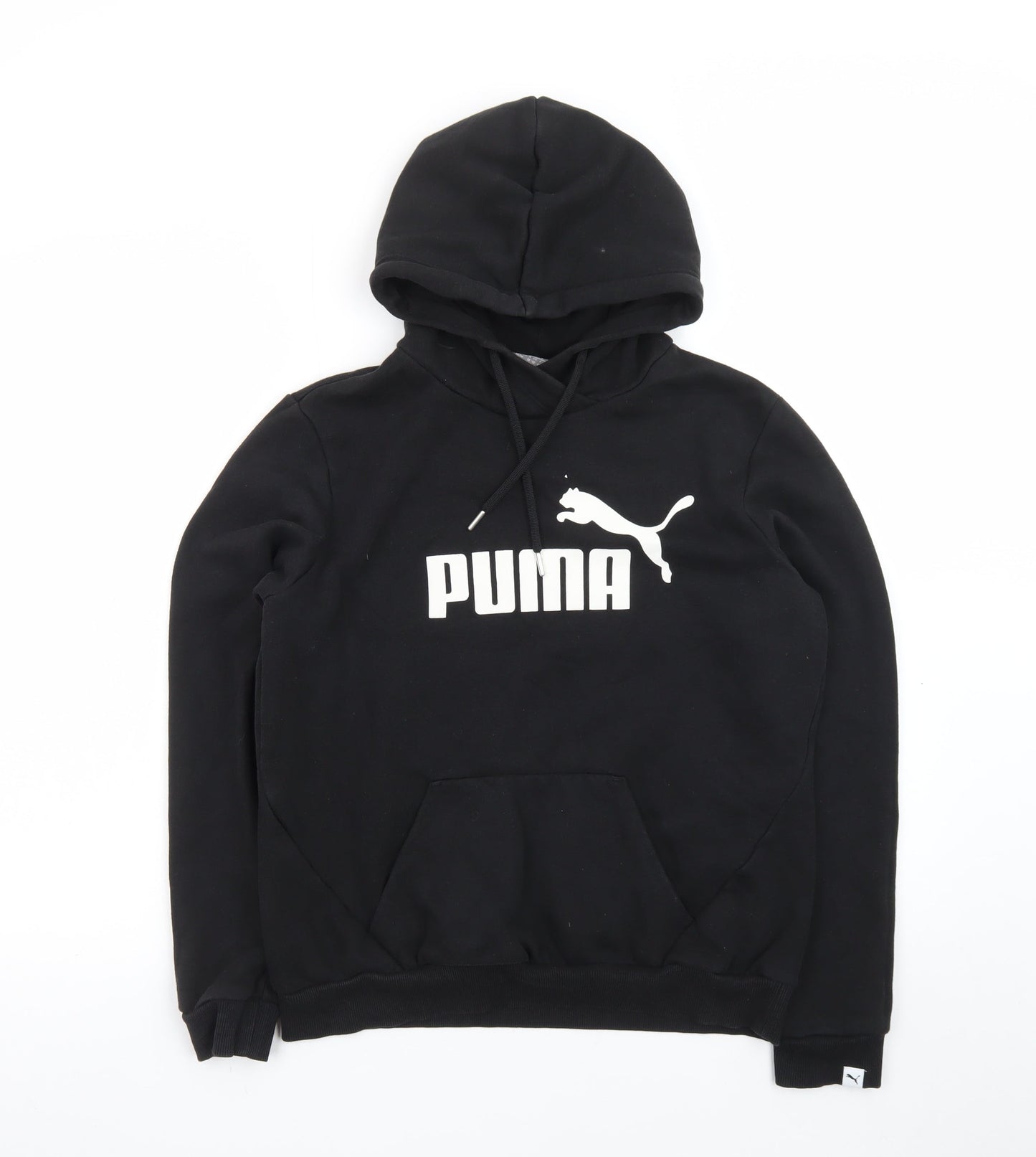 Puma Womens Black Size 12 Pullover Hoodie with Logo Print
