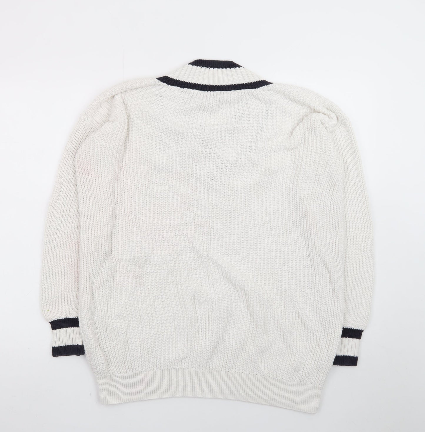 Marks and Spencer Men's White V-Neck Cotton Cricket Jumper M