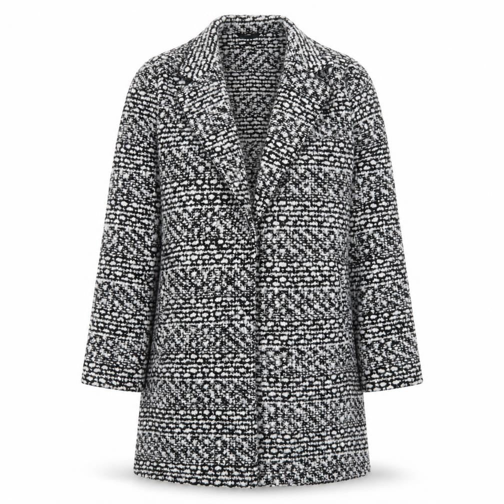 Therapy Women's Black Tweed Mid-Length Overcoat Size 14