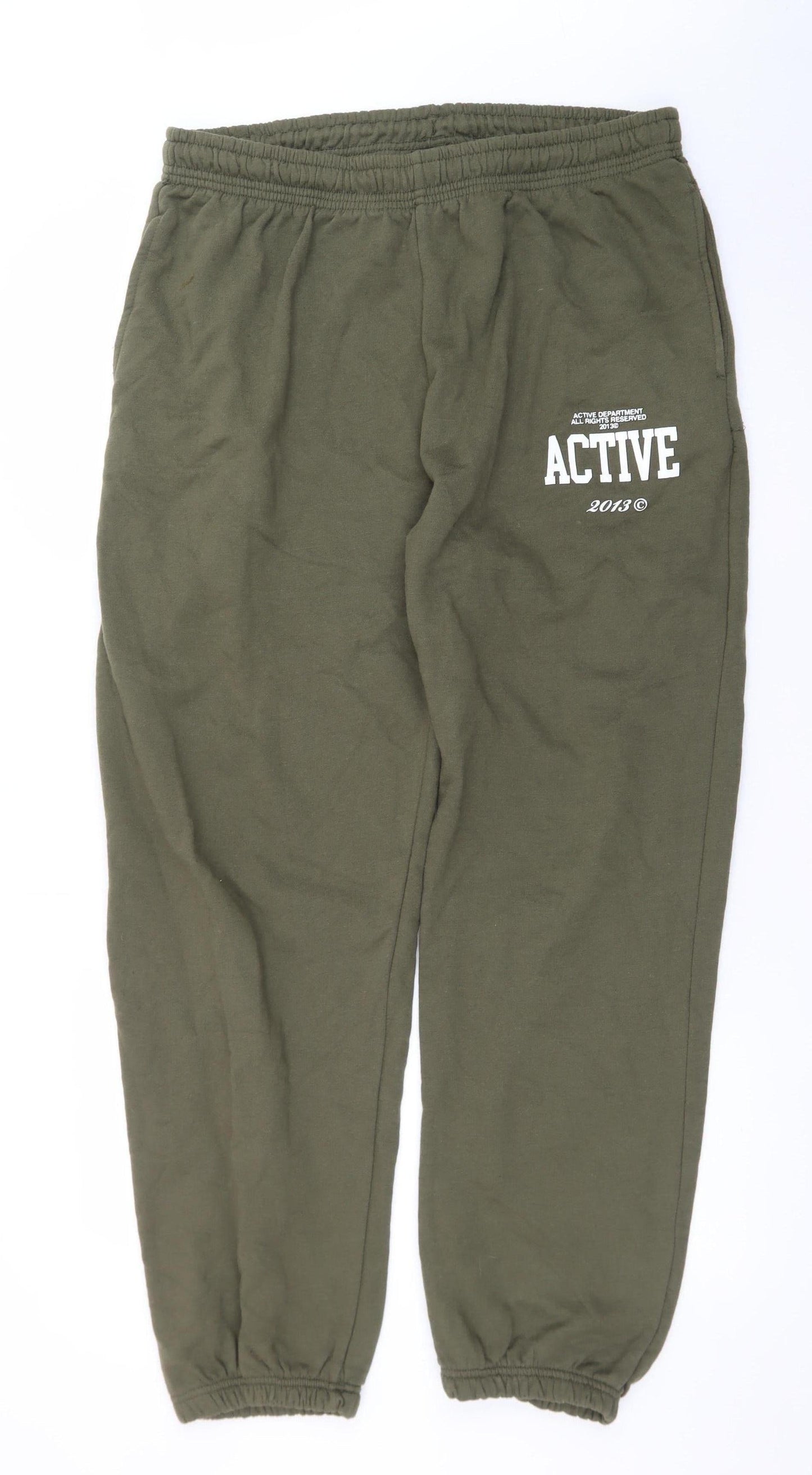 boohooMAN Men's Green Jogger Sweatpants L Regular Fit Casual