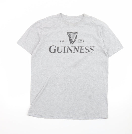 Guinness Men's Grey Short Sleeve Graphic T-Shirt Large