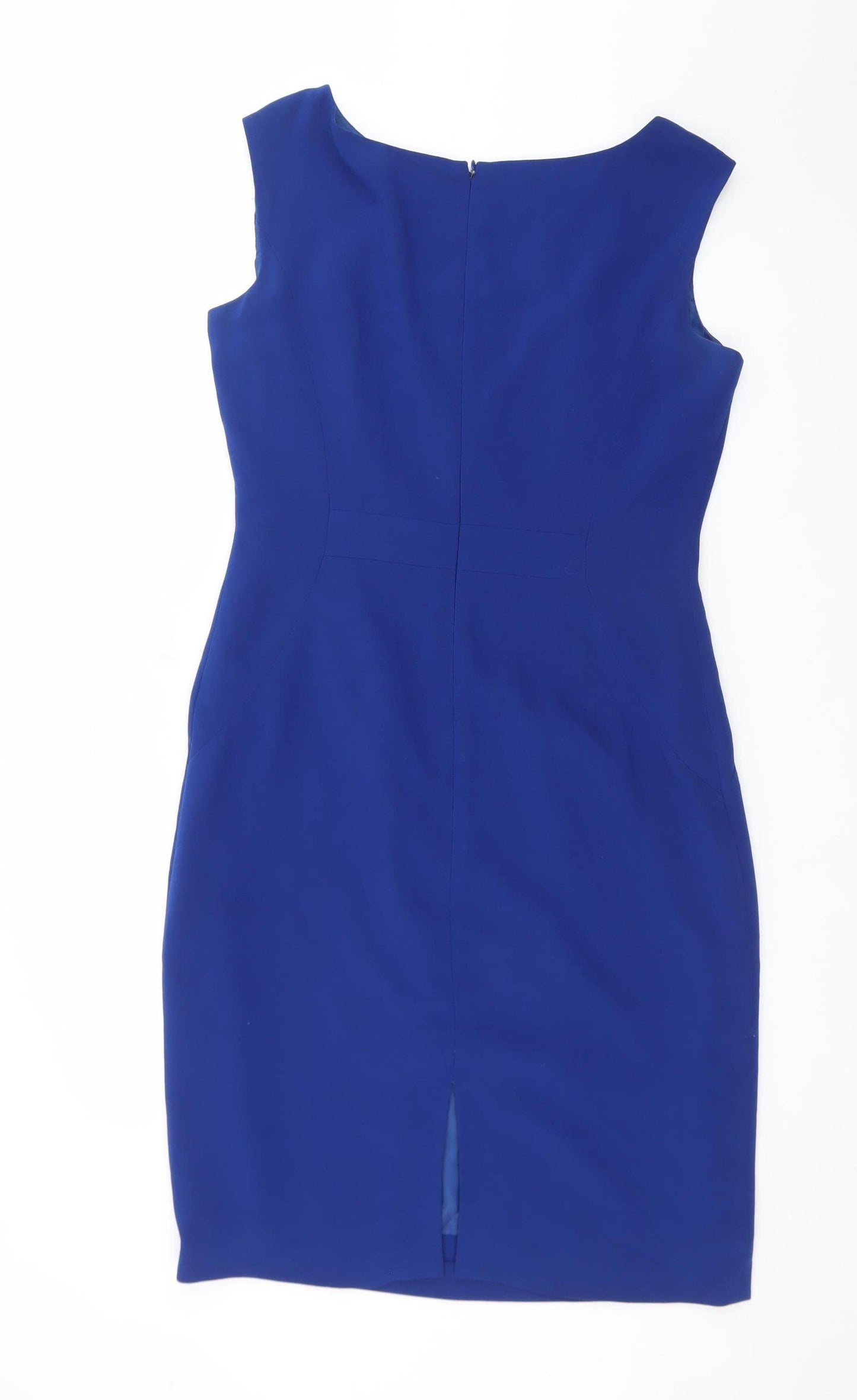 Hobbs Women Blue Size 12 Sleeveless Sheath Knee Length Dress