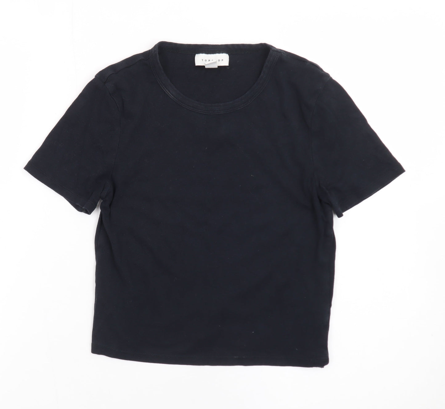 Topshop Women’s Black Basic Tall Cotton Crew Neck T-Shirt UK 10