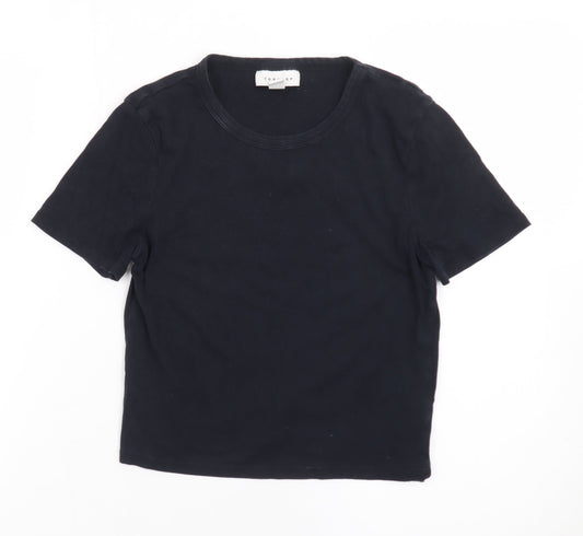 Topshop Women’s Black Basic Tall Cotton Crew Neck T-Shirt UK 10