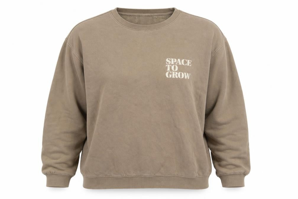 H&M Women’s Khaki Relaxed Fit Sweatshirt XL Cotton Blend ‘Space To Grow’