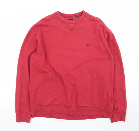 Chaps Men Red Crew Neck Pullover Sweatshirt Size L Cotton Blend