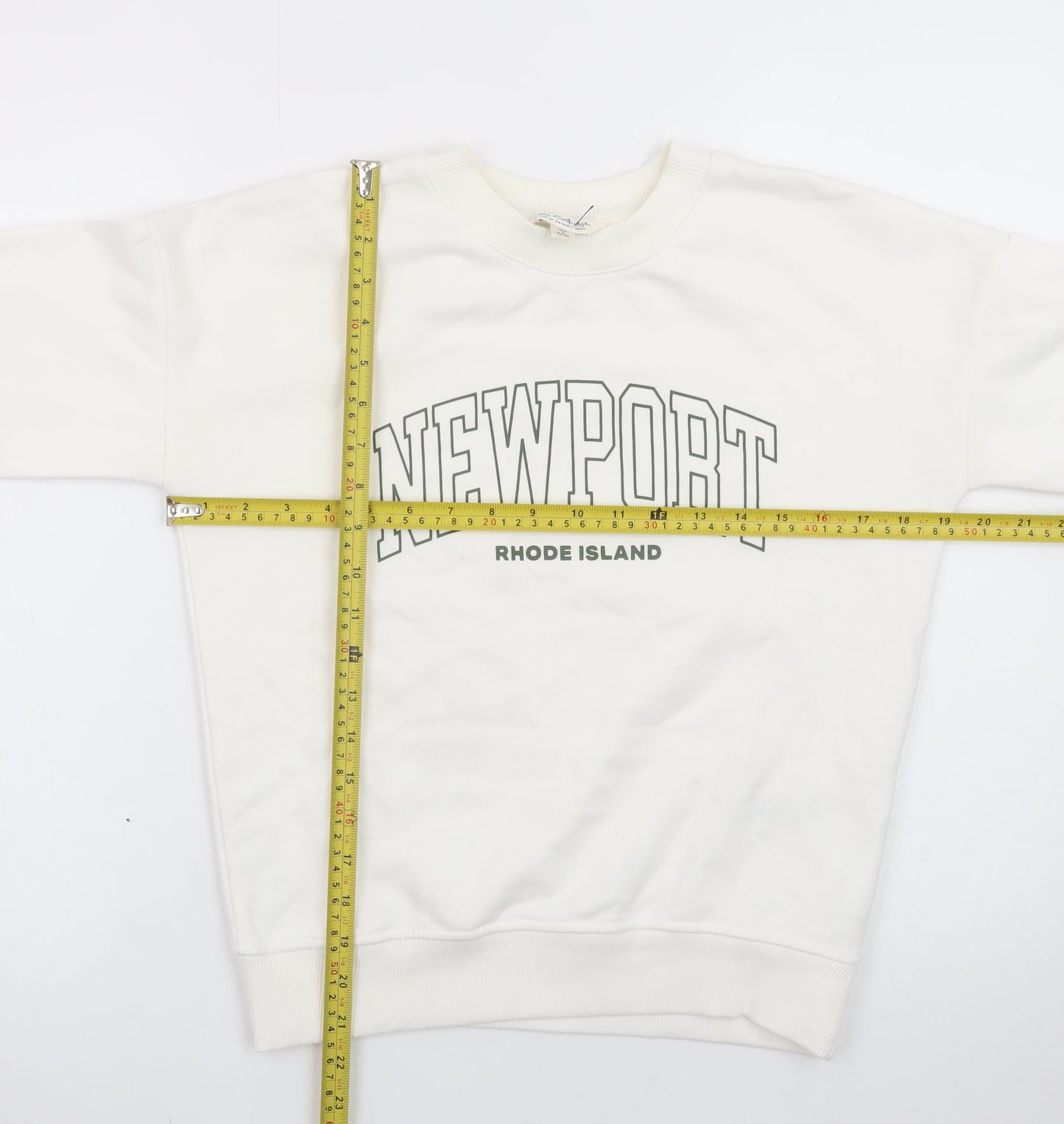Miss Selfridge Women White Newport Print Pullover Sweatshirt XS