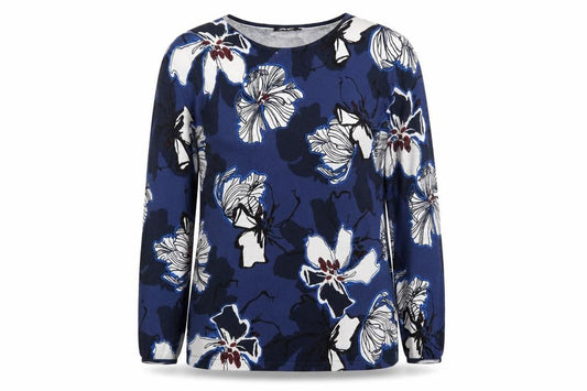 Olsen Women's Blue Floral Long Sleeve Pullover Jumper Size 18
