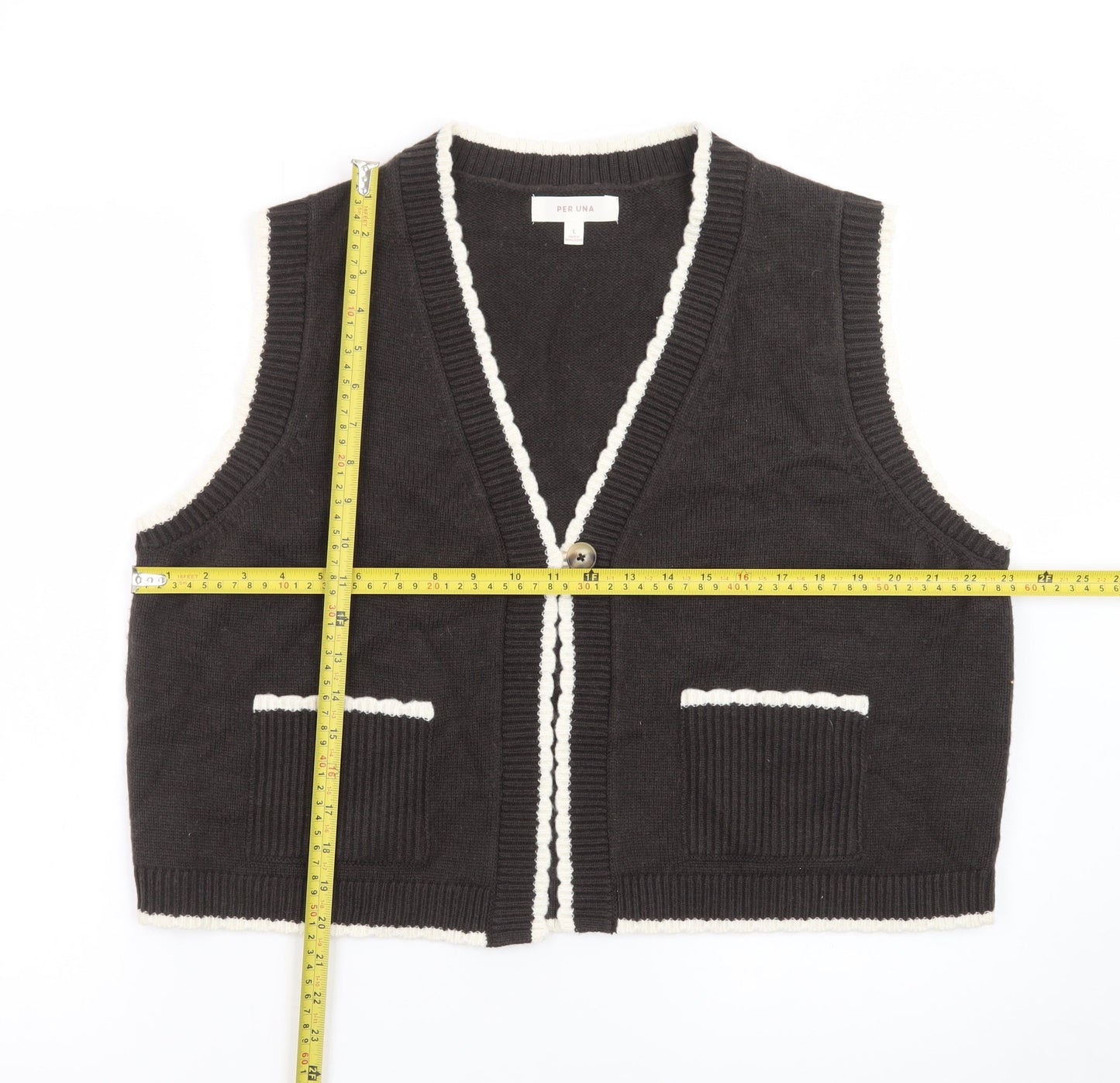 Marks and Spencer Women’s Black Knit Vest Size L V-Neck Cotton