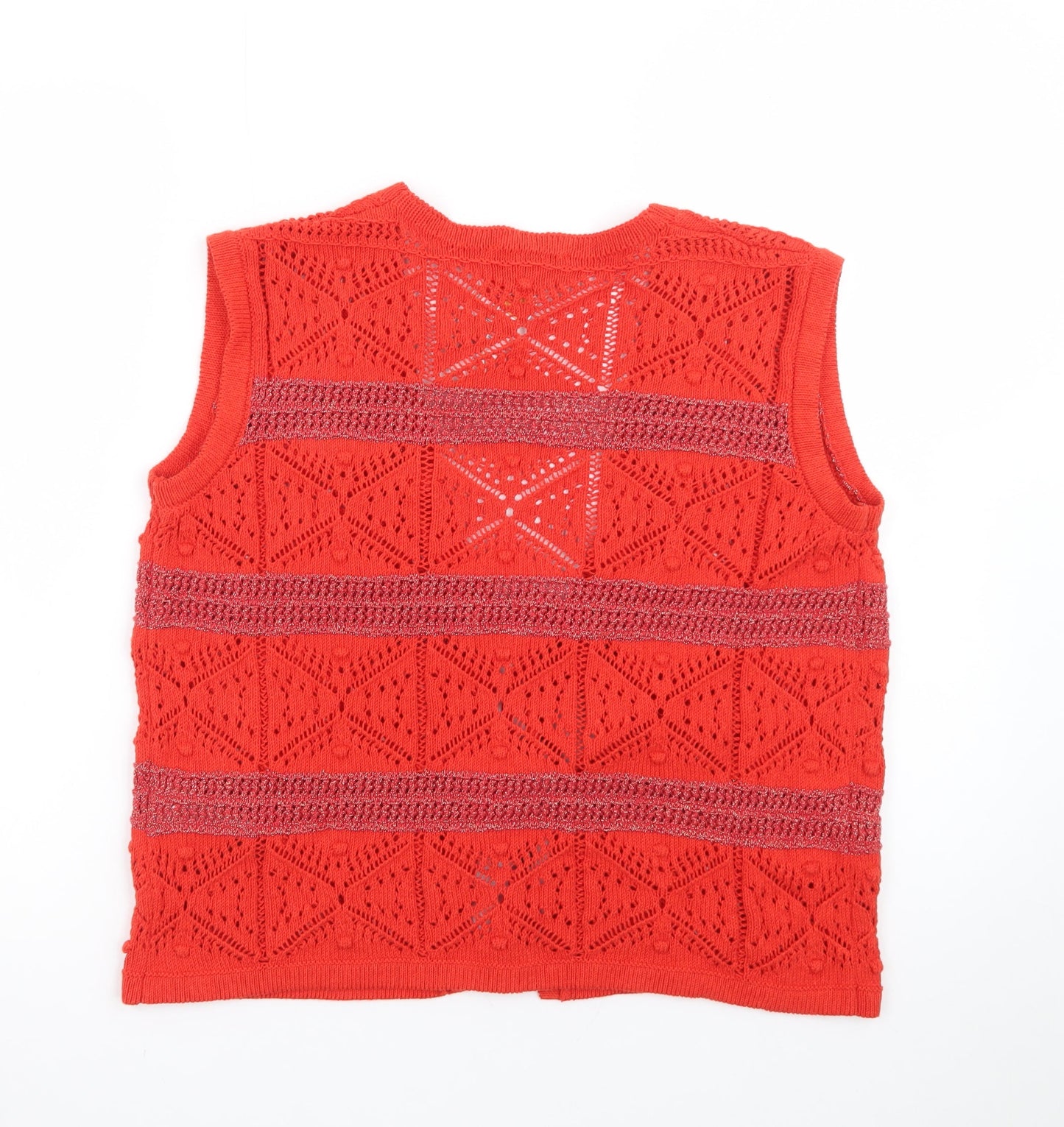 Marks and Spencer Women’s Red Crochet Knit Tassel Tie Vest S
