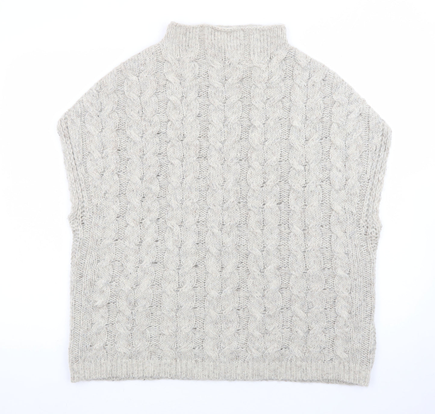 White Stuff Women’s Beige Cable-Knit Wool Alpaca Sleeveless Jumper S