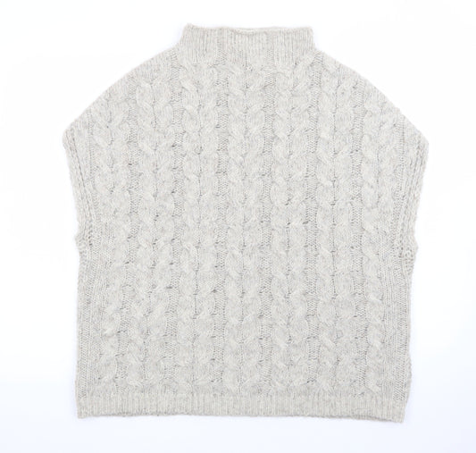White Stuff Women’s Beige Cable-Knit Wool Alpaca Sleeveless Jumper S