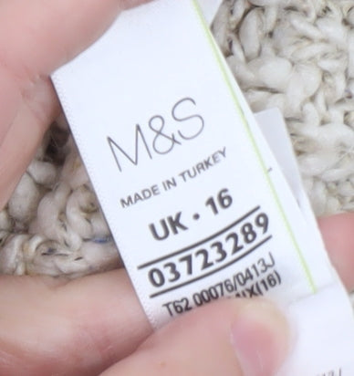 Marks and Spencer Women's Beige Hooded Chunky Knit Cardigan UK 16