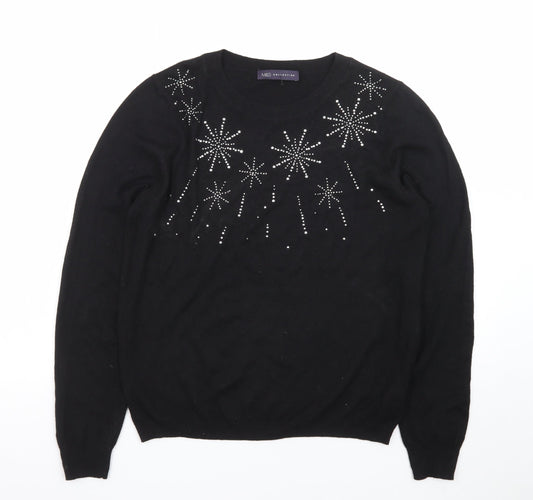 Marks and Spencer Women's Black Sequin Knit Jumper Size M
