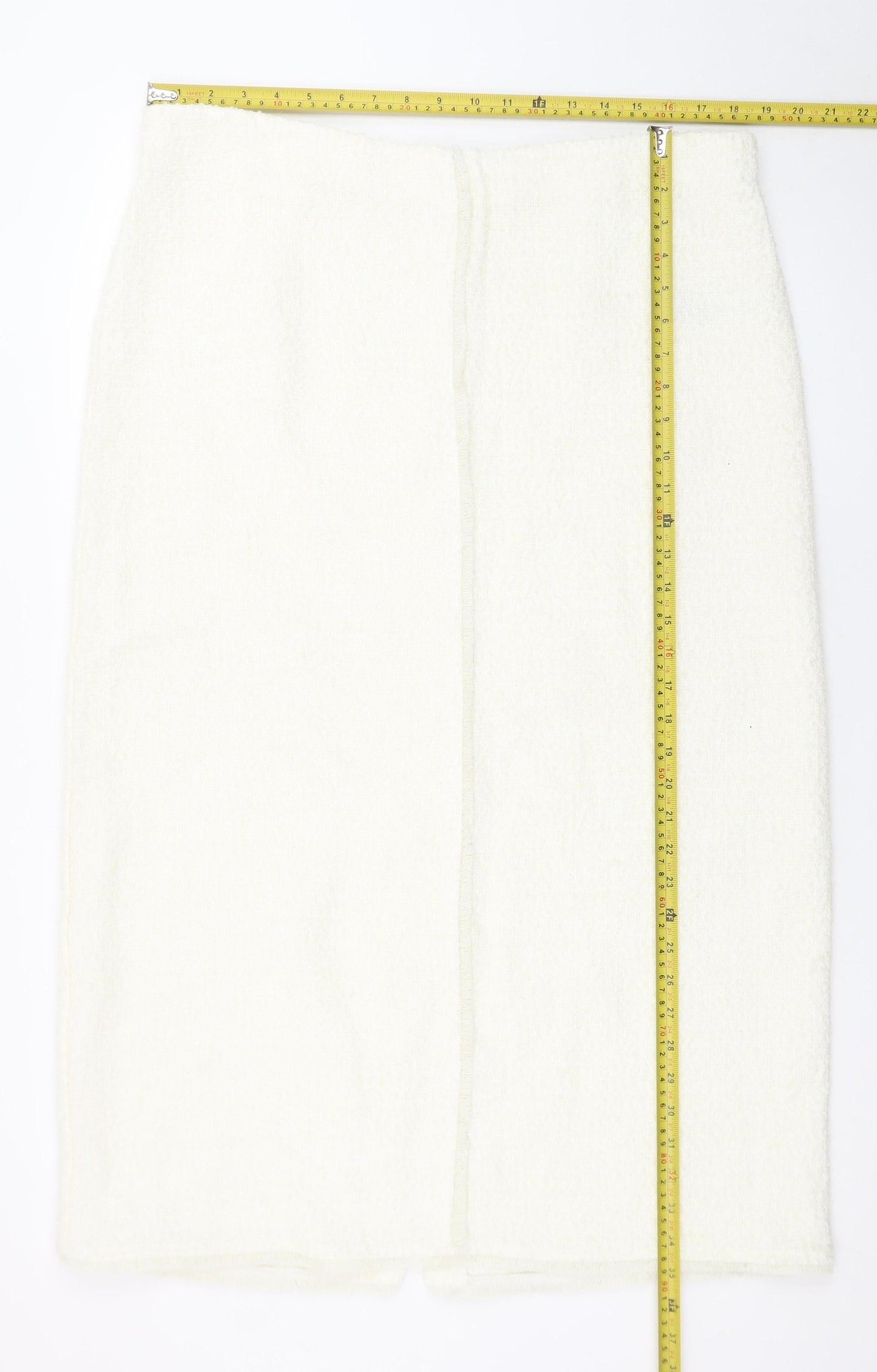 Marks and Spencer Women Ivory Tweed Pencil Skirt Size 18