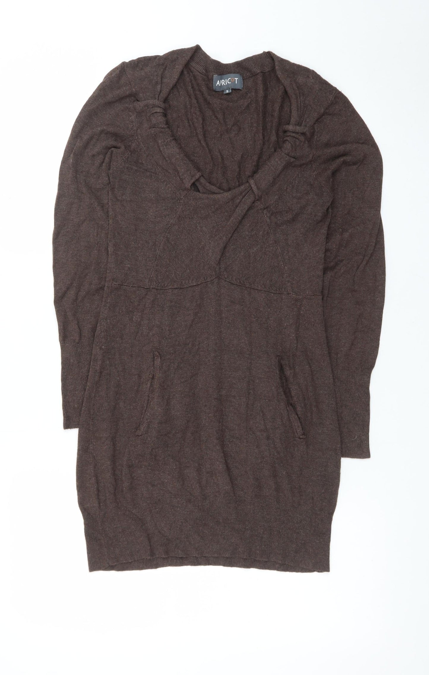 Apricot Women Brown Long Sleeve Knit Jumper Dress Size S