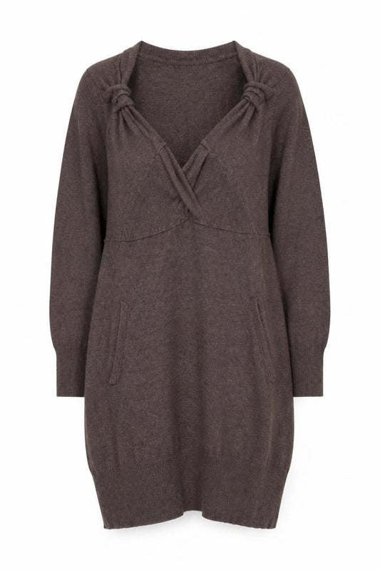 Apricot Women Brown Long Sleeve Knit Jumper Dress Size S