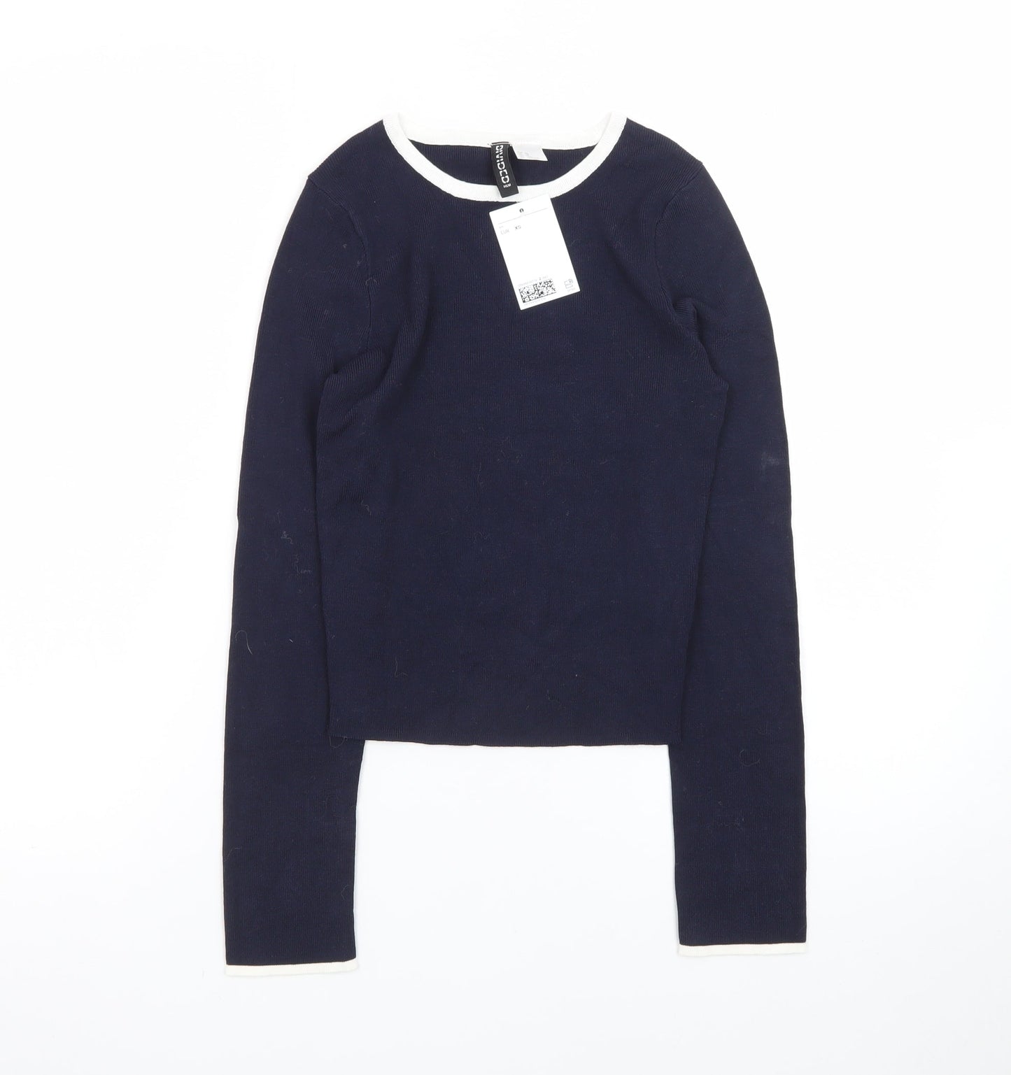 H&M Divided Women Navy Blue Long Sleeve Crew Neck Pullover XS