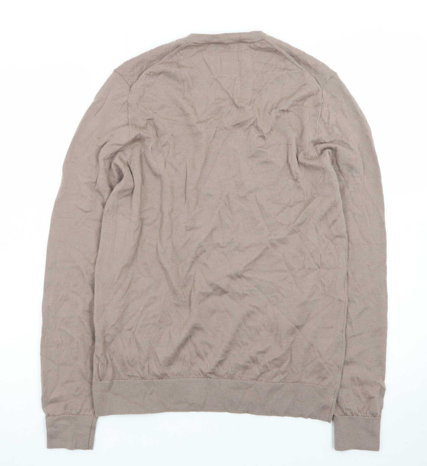Marks and Spencer Men’s Beige Merino Wool V-Neck Jumper M