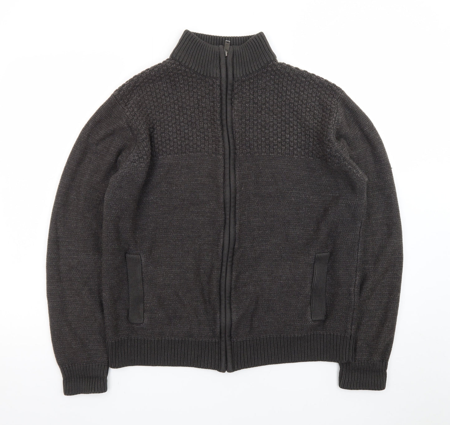Marks and Spencer Men's Grey Full Zip Knitted Jumper M Regular Fit