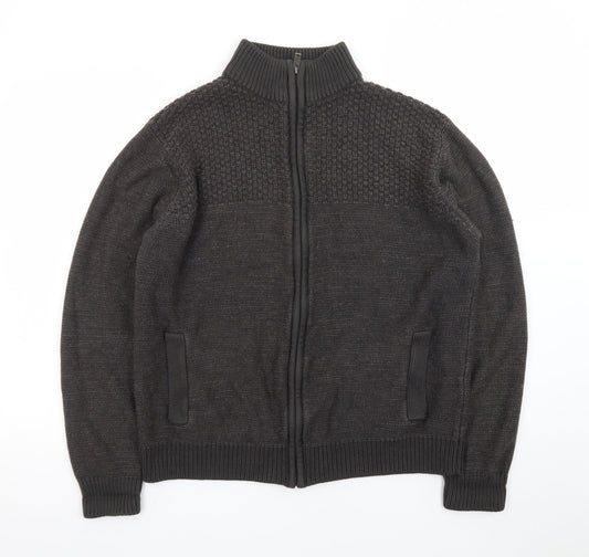 Marks and Spencer Men's Grey Full Zip Knitted Jumper M Regular Fit