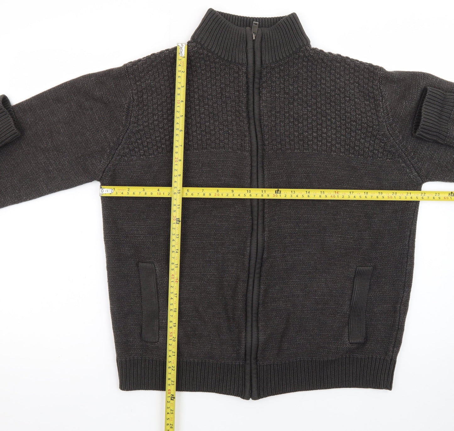 Marks and Spencer Men's Grey Full Zip Knitted Jumper M Regular Fit
