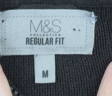 Marks and Spencer Men's Grey Full Zip Knitted Jumper M Regular Fit