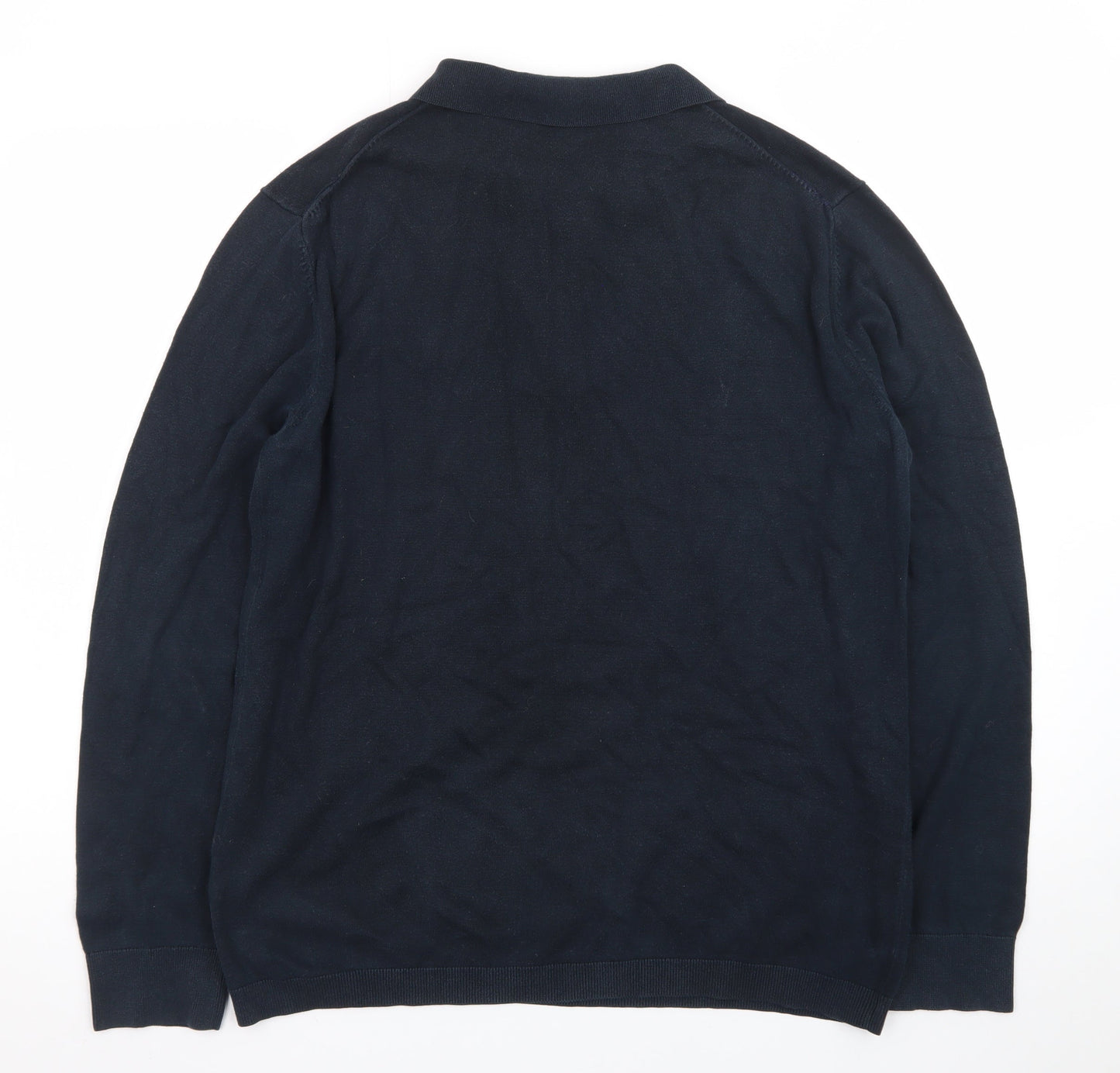 Lambretta Men's Black Long Sleeve Cotton Polo Shirt XL