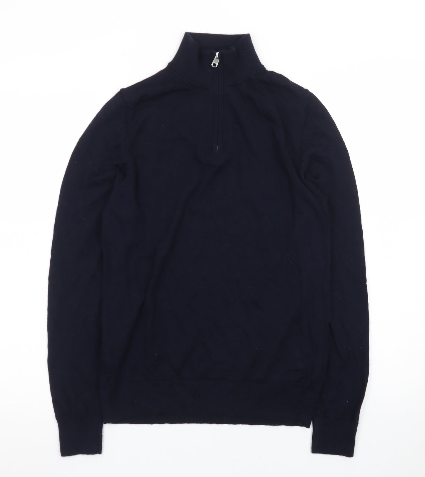 Marks and Spencer Men’s Black Merino Wool 1/2 Zip Jumper Size S