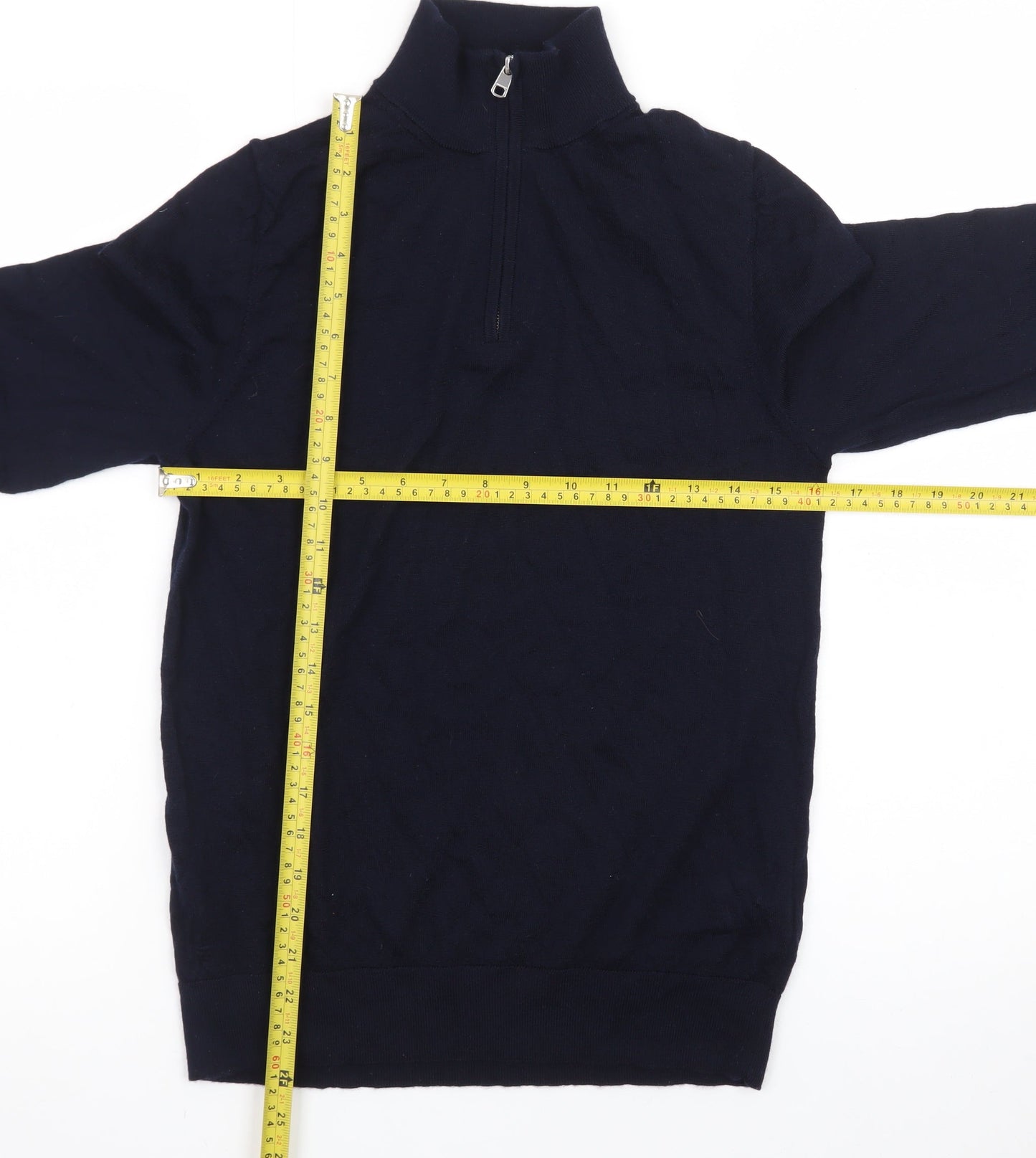 Marks and Spencer Men’s Black Merino Wool 1/2 Zip Jumper Size S